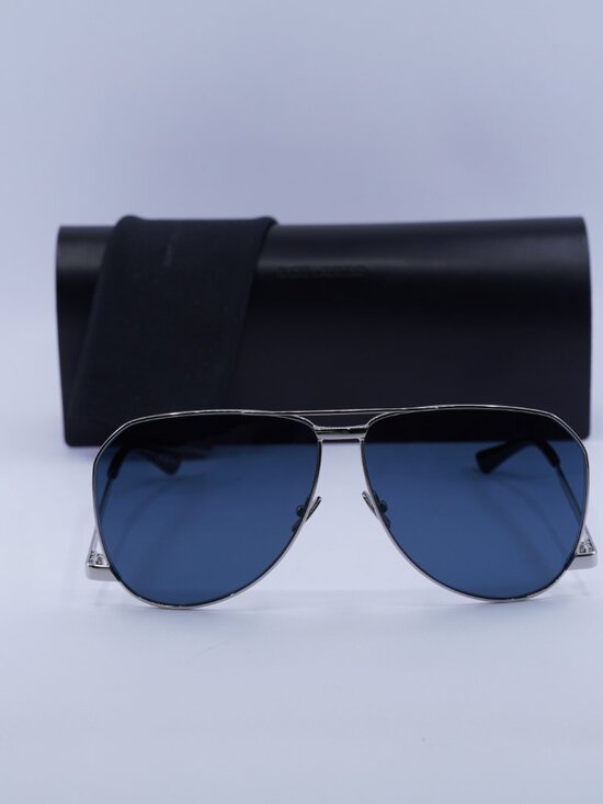 Saint Laurent SL690 DUST 003 Aviator Sunglasses - Silver/Blue main image 6